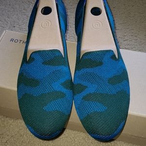 Rothy's Teal Camo Loafers, Size 11.5